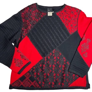Vintage Diane Freis Patchwork Sweater Elegant 80s Grannycore Holiday NYE Party - Picture 1 of 13