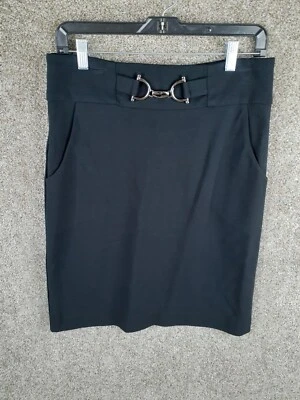 Falda lápiz tejida Cache Ponte para mujer 10 bolsillos negros cierre de metal cinturón elegante nueva con etiquetas Foto 1 de 4