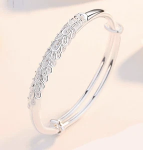 Bracciale Bracciale Bracciale Pavone Push-pull Argento Sterling 925 *Plt Modello Pavone Donna - Foto 1 di 11