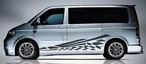 Fits Volkswagen Transporter Caravelle T5 T6 Side Stripe Flag Flash Decal Sticker - Picture 1 of 2