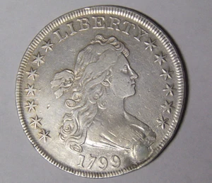 1799 Draped Bust Silver Dollar VF Detail Plugged Hole (81424) - Picture 1 of 4