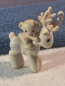 Christmas ornament precious moments 1986 reindeer little bear special issue - Picture 1 of 5
