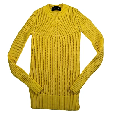 Suéter Derek Lam Cuello Redondo Para Mujer Pequeño Amarillo Manga Larga Acanalado Tejido Abierto Foto 1 de 4