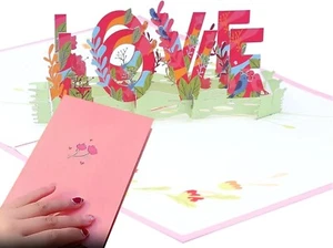 Valentines Day Cards Love Card with Envelope 3D popup Love Heart Card Pink - Picture 1 of 7