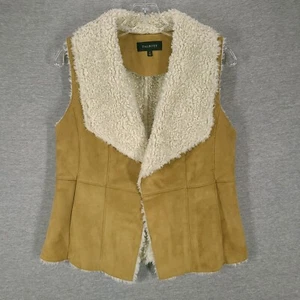 Talbots Faux Suede Shearling Jacket Small Light Brown Pockets Cozy Country Club - Picture 1 of 12