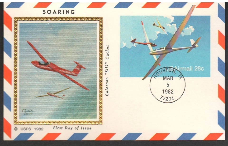 US #UXC20 Soaring / Gliders Airmail Postcard 1982 – Colorano Silk Cachet - Image 1 of 1