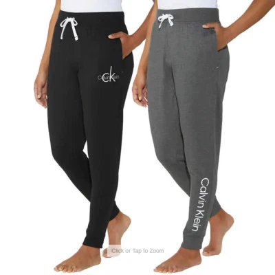 Calvin Klein Womens 2 Pack Small French Terry Joggers - Black Ashford Gray - Imagem 1 de 2