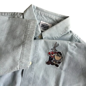Vintage 1995 looney tunes size M preppy bugs and Tasmanian Devil button up Shirt - Picture 1 of 10