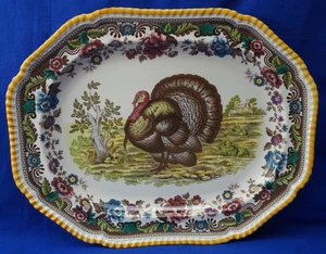 Spode Woodland Turkey Platter with Yellow Trim, 17" New with Tag (G55) - Picture 1 of 16