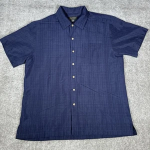 David Taylor Shirt Men's Large Blue Short Sleeve Button Up Textured - Picture 1 of 6