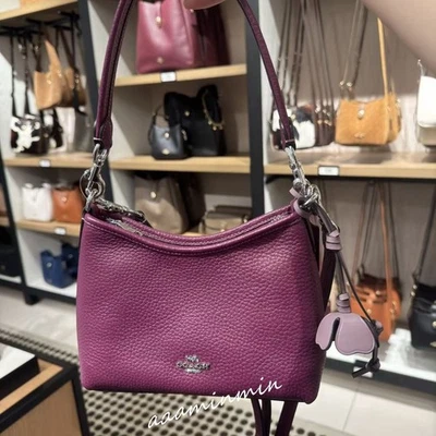 Bolso de hombro pequeño Coach Laurel con dije de flores CCF15 ciruela/jasmisi/plateado nuevo con etiquetas Foto 1 de 4