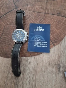 Festina Herren Chronograph Quarz Uhr mit Original Lederarmband F16489/3 - Bild 1 von 3