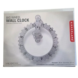 Kikkerland Big Wheel Revolving Gears Wall Clock. 22" diameter. Large wheel turns - Picture 1 of 11