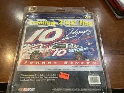 Vintage NASCAR Johnny  Benson Valvoline  PREMIUM  1 SIDED 3'X5' FLAG BSI NIP - Image 1 of 4