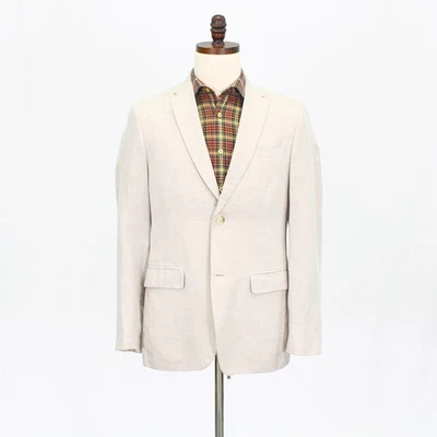 Abrigo Blazer Chaqueta Abrigo Deportivo Beige Perry Ellis 38R Sólido 2 Botones Mezcla de Lino Foto 1 de 4