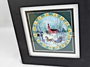 P. Buckley Moss "Christmas Night" Porzellan Ornament, 1995, gerahmt - Bild 1 von 5