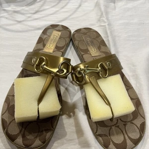 Coach Rikki Jelly And Canvas Sandals Sz 8 - Picture 1 of 5