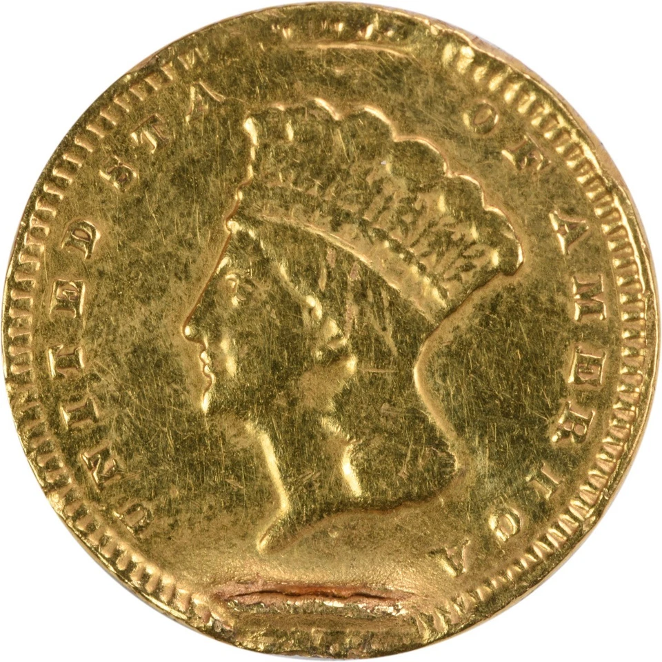 Oro 1857 $1 tipo 3 en estado bastante bueno (soldadura) sin certificación #220 Foto 1 de 2