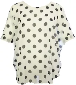 Tunica top in chiffon bianco sporco nera foderata chiffon taglia unica donna plus - Foto 1 di 2