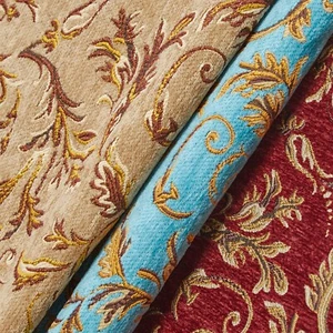 Floral Scroll Metallic Chenille 57" Heavyweight Upholstery Jacquard Fabric - Picture 1 of 10