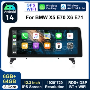 12.3" 6+64G For BMW X5 E70 X6 E71 Car Stereo CarPlay Android Auto Touch Screen - Picture 1 of 21