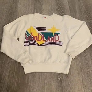Vintage 90s JERZEES Woodland Pullover Sweatshirt Youth White Size Medium (10-12) - Picture 1 of 7
