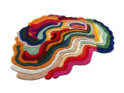 Moderner Handgetufteter Teppich Mehrfarbig Unregelmäßige Form 100 % Neuseelan... - Bild 1 von 4