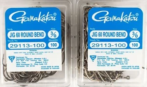 (LOT OF 2) GAMAKATSU 60 DEGREE ROUND BEND JIG BRONZE HOOK 3/0 29113-100 D5141 - Picture 1 of 3