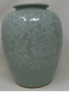 10 Zoll asiatische grüne Seladon Vase - Bild 1 von 6