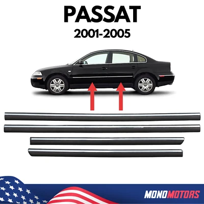 MOLDURA LATERAL CARROCERÍA PARA PASSAT 5 5,5 VOLKSWAGEN 2001-05 DETALLES CROMADOS 4 PIEZAS Foto 1 de 4