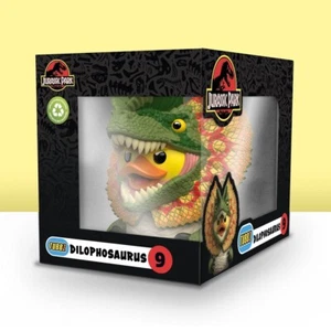Figura de Pato Coleccionable Dilophosaurus Parque Jurásico TUBBZ en Caja Jeep Oficial - Imagen 1 de 7