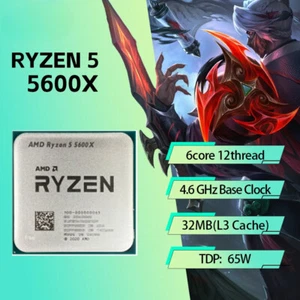 AMD R5 5600X New Ryzen 5 5600X 3.7 GHz 6-Core 12-Thread CPU 7NM 65W L3=32M - Picture 1 of 15