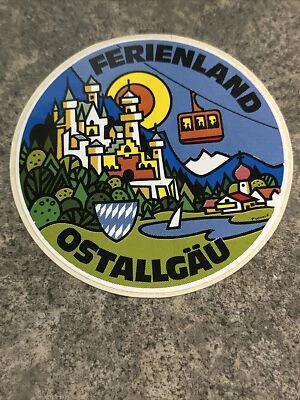 Ferienland Ostallgäu Adhesivo Calcomanía Castillo Estilo Dibujos Animados Teleférico 4.25” Foto 1 de 3