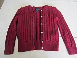 Ralph Lauren Polo Suéter Niñas 4T Cuello Redondo Peinado Algodón Rojo Baya Borgoña - Imagen 1 de 4