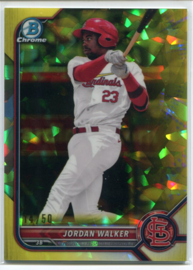 2022 BOWMAN CHROME SAPPHIRE RC BCP-221 JORDAN WALKER YELLOW REFRACTOR 14/50