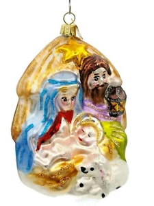 Inge Glass Nativity Scene Baby Jesus Mary Manger Christmas Holiday Ornament - Picture 1 of 8