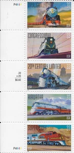 US Scott 3333-37, All Aboard, 1999, Streifen mit 5 Briefmarken, OG, NH - Bild 1 von 2