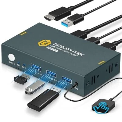 4K60Hz USB 3.0 HDMI KVM Switch 2 PC 1 Monitore, KVM-Switches für 2 Computer teil - Bild 1 von 3