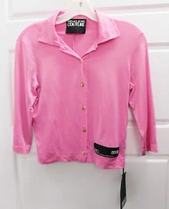 New Versace Jeans Couture Pink Button Down Blouse Top sz 4 - Picture 1 of 7