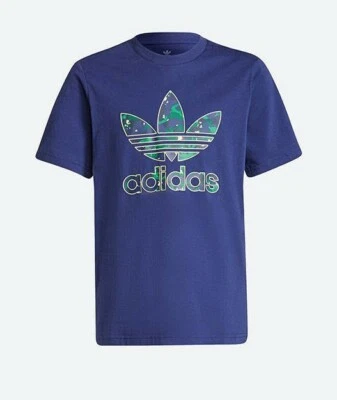 Adidas Big Boys Allover Print Camo Graphic Tee Blue Size: XL (15-16Y) - Image 1 of 4