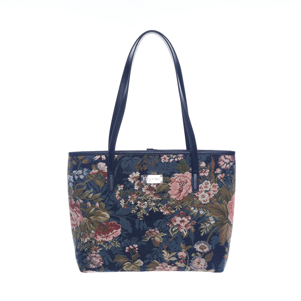 Signare Peony Flower Shoulder Bag Travel or Work Tote Bags For Women - Image 1 of 4