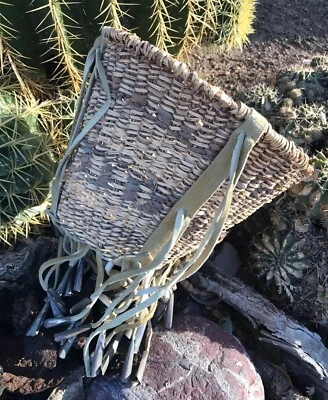 Vintage Apache Buckskin Burden Basket Handwoven Native American - Image 1 of 4