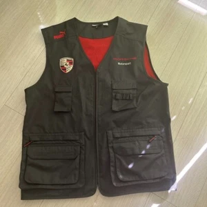 Porsche Motorsport x PUMA Vest Gray Red Used SIZE M 4 pockets Length 66cm JAPAN - Picture 1 of 7