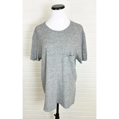 Monrow 经典短袖圆领口袋 T 恤花岗岩灰色 XL 码 — 第 1/4 张图片