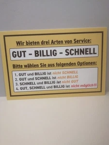 Drei Arten von Service - Schild 30 x 20 cm - Deko Party Geschenk Geschenkidee - Bild 1 von 2