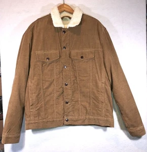 H&M Coat Chore Barn Field Corduroy Sherpa Lined Gold-ish Brown Womens Size L - Picture 1 of 9