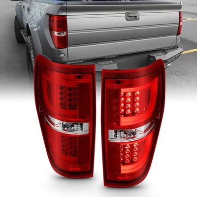 Conjunto de lanterna traseira de lente vermelha/clara cromada para 2009-2014 Ford F-150 XLT [LED] - Imagem 1 de 4