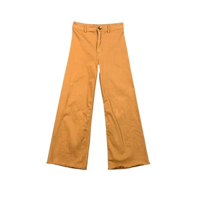 Billabong Pants Womens 26 Orange Free Fall High Waist Wide Frayed Raw Hem - Image 1 of 4