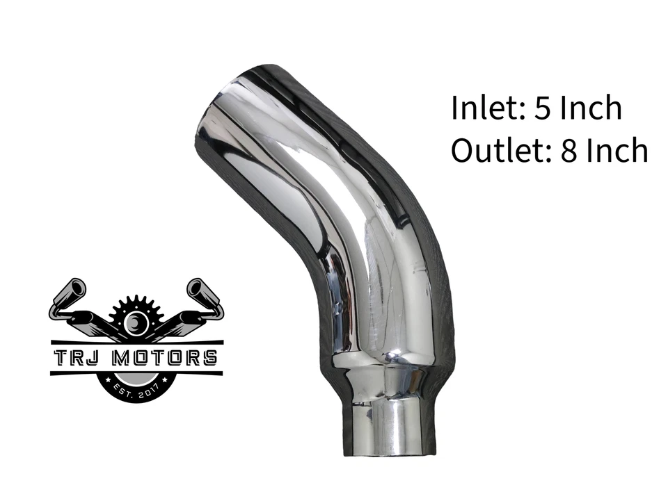 5" Inlet Diesel Exhaust Chrome Turndown Elbow Tip 23" Long - Various Outlets - Image 1 of 1