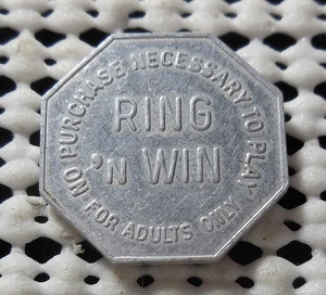 1965 RING 'N WIN GOOD FOR ONE PLAY AMUSEMENT TOKEN - Picture 1 of 2